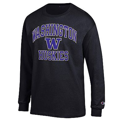 Men's Champion Black Washington Huskies High Motor Long Sleeve T-Shirt