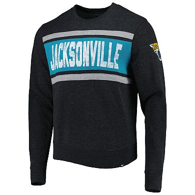 Men's '47 Heathered Black Jacksonville Jaguars Bypass Tribeca Pullover Sweatshirt