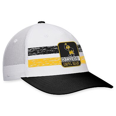 Men's Top of the World White/Black Iowa Hawkeyes Retro Fade Snapback Hat