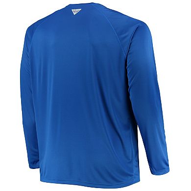 Men's Columbia Royal Kentucky Wildcats Big & Tall Terminal Tackle Omni-Shade Long Sleeve Raglan T-Shirt