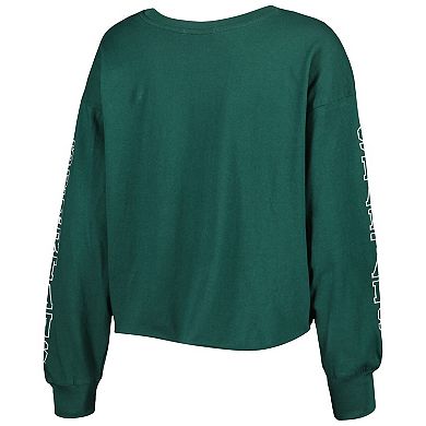 Women's '47 Green Michigan State Spartans Parkway II Cropped Long Sleeve T-Shirt