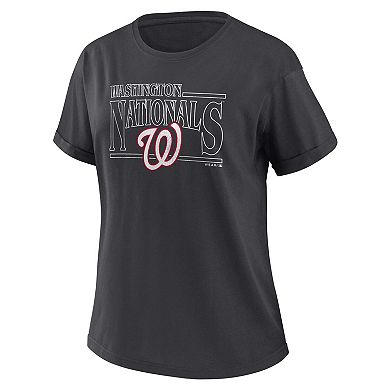 Women's WEAR by Erin Andrews Charcoal Washington Nationals Oversized Boyfriend T-Shirt