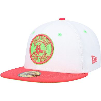Men's New Era White/Coral Boston Red Sox  Fenway Park 100th Anniversary  Strawberry Lolli 59FIFTY Fitted Hat