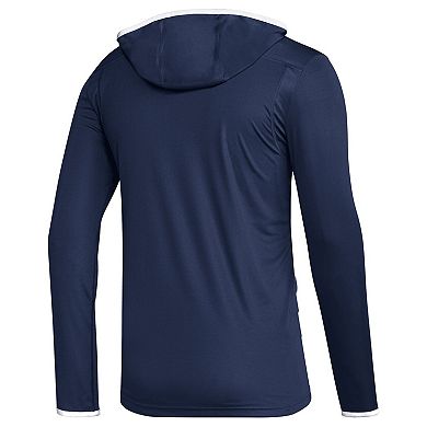 Men's adidas Navy Colorado Avalanche Team Long Sleeve Quarter-Zip Hoodie T-Shirt