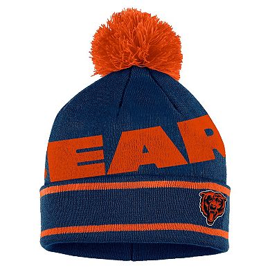 Women's WEAR by Erin Andrews Navy Chicago Bears Double Jacquard Cuffed Knit Hat with Pom and Gloves Set