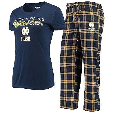 Women's Concepts Sport Navy/Gold Notre Dame Fighting Irish Lodge T-Shirt & Flannel Pants Sleep Set