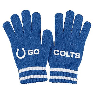 Women's WEAR by Erin Andrews Royal Indianapolis Colts Double Jacquard Cuffed Knit Hat with Pom and Gloves Set