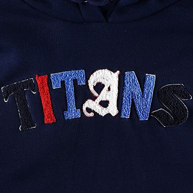 Women's The Wild Collective Navy Tennessee Titans Cropped Pullover Hoodie