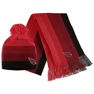 Women's WEAR by Erin Andrews Cardinal Arizona Cardinals Ombre Pom Knit Hat and Scarf Set