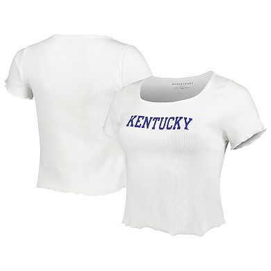 Women's White Kentucky Wildcats Baby Rib Lettuce-Edge Trim T-Shirt