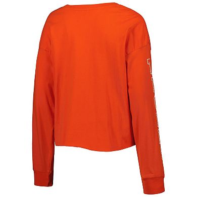 Women's '47 Orange Clemson Tigers Parkway II Cropped Long Sleeve T-Shirt