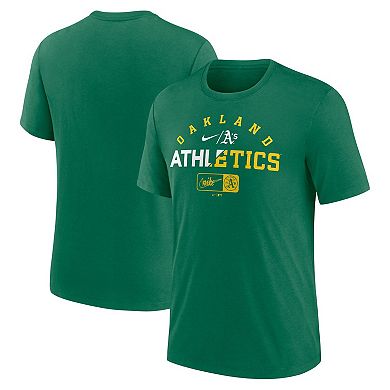 Men's Nike Heather Green Oakland Athletics Rewind Review Slash Tri-Blend T-Shirt