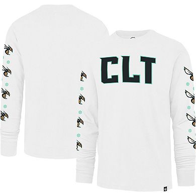 Men's '47 White Charlotte Hornets City Edition Downtown Franklin Long Sleeve T-Shirt