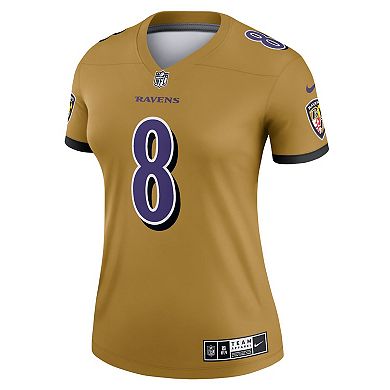 Women's Nike Lamar Jackson Gold Baltimore Ravens Inverted Legend Jersey