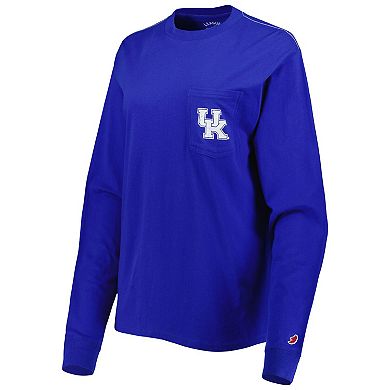 Women's League Collegiate Wear Royal Kentucky Wildcats Oversized Pocket Long Sleeve T-Shirt