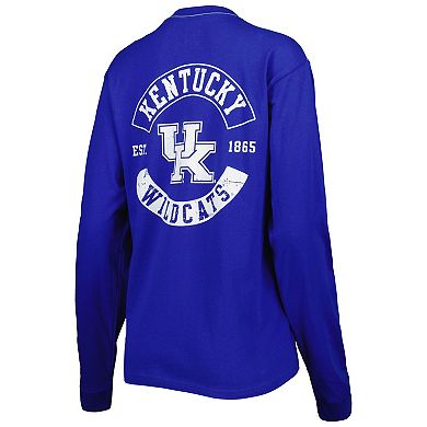 Women's League Collegiate Wear Royal Kentucky Wildcats Oversized Pocket Long Sleeve T-Shirt
