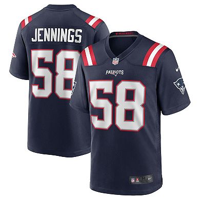 Men's Nike Anfernee Jennings Navy New England Patriots Team Game Jersey