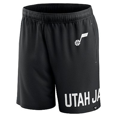 Men's Fanatics Branded Black Utah Jazz Free Throw Mesh Shorts