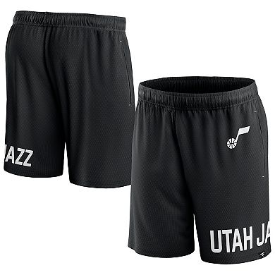 Men's Fanatics Branded Black Utah Jazz Free Throw Mesh Shorts