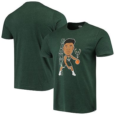 Men's '47 Giannis Antetokounmpo Heathered Hunter Green Milwaukee Bucks Bobblehead T-Shirt