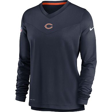 Women's Nike Navy Chicago Bears Top Coach Performance V-Neck Long Sleeve T-Shirt