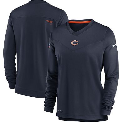 Women's Nike Navy Chicago Bears Top Coach Performance V-Neck Long Sleeve T-Shirt