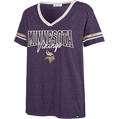 Women's '47 Heathered Purple Minnesota Vikings Hollow Bling Piper Luxe V-Neck T-Shirt