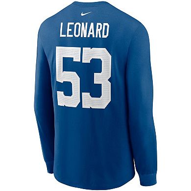 Men's Nike Shaquille Leonard Royal Indianapolis Colts Player Name & Number Long Sleeve T-Shirt