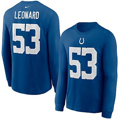 Men's Nike Shaquille Leonard Royal Indianapolis Colts Player Name & Number Long Sleeve T-Shirt