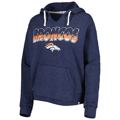 Women's '47 Navy Denver Broncos Color Rise Kennedy Notch Neck Pullover Hoodie