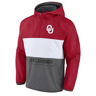 Men's Fanatics Branded Crimson Oklahoma Sooners Victory On Raglan Quarter-Zip Hoodie