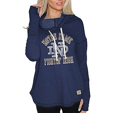 Women's Original Retro Brand Navy Notre Dame Fighting Irish Funnel Neck Pullover Sweatshirt