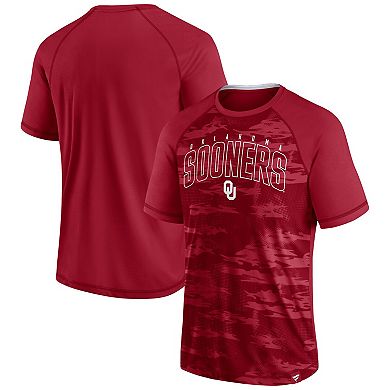 Men's Fanatics Branded Crimson Oklahoma Sooners Arch Outline Raglan T-Shirt