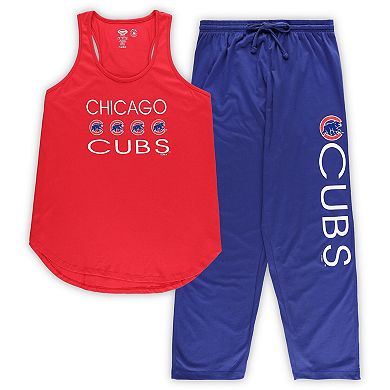 Women's Concepts Sport Red/Royal Chicago Cubs Plus Size Meter Tank Top & Pants Sleep Set