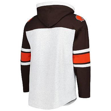 Men's '47 Cleveland Browns Heather Gray Gridiron Lace-Up Pullover Hoodie