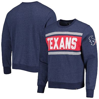 Men's '47 Heather Navy Houston Texans Bypass Tribeca Pullover Sweatshirt