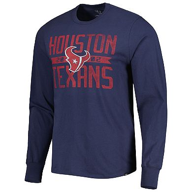 Men's '47 Navy Houston Texans Brand Wide Out Franklin Long Sleeve T-Shirt