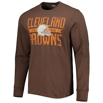 Men's '47 Brown Cleveland Browns Brand Wide Out Franklin Long Sleeve T-Shirt