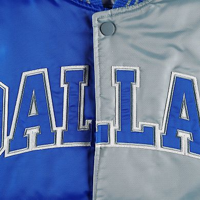 Men's Starter Royal/Gray Dallas Mavericks Fast Break Satin Full-Snap Jacket