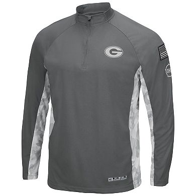 Men's Colosseum Gray/Camo Georgia Bulldogs OHT Military Appreciation Swoop Quarter-Zip Jacket