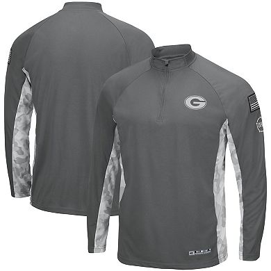 Men's Colosseum Gray/Camo Georgia Bulldogs OHT Military Appreciation Swoop Quarter-Zip Jacket