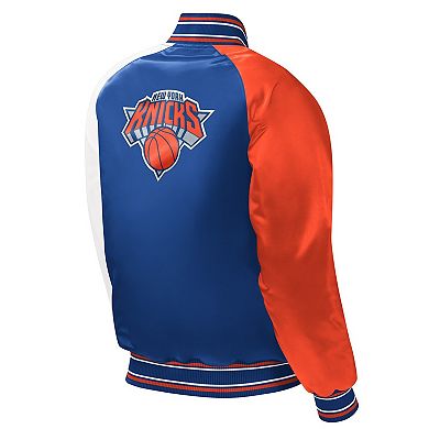 Youth Starter Royal New York Knicks Raglan Full-Snap Varsity Jacket