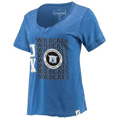 Women's League Collegiate Wear Heathered Royal Kentucky Wildcats Burnout Loose Fit V-Neck T-Shirt