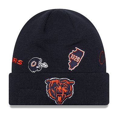 Youth New Era  Navy Chicago Bears Identity Cuffed Knit Hat
