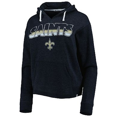 Women's '47 Black New Orleans Saints Color Rise Kennedy Notch Neck Pullover Hoodie