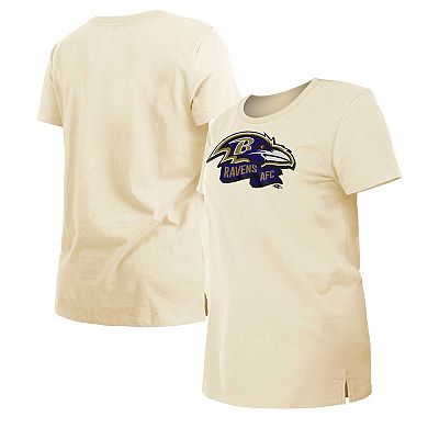 Women's New Era Cream Baltimore Ravens Chrome Sideline T-Shirt