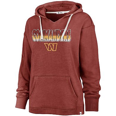 Women's '47 Heathered Burgundy Washington Commanders Color Rise Kennedy Pullover V-Neck Hoodie