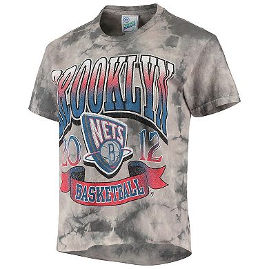 Women's '47 White/Black Brooklyn Nets 2021/22 City Edition Vintage Tie-Dye Tubular Cropped T-Shirt