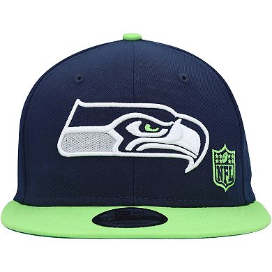 Men's New Era College Navy/Neon Green Seattle Seahawks Flawless 9FIFTY Snapback Hat