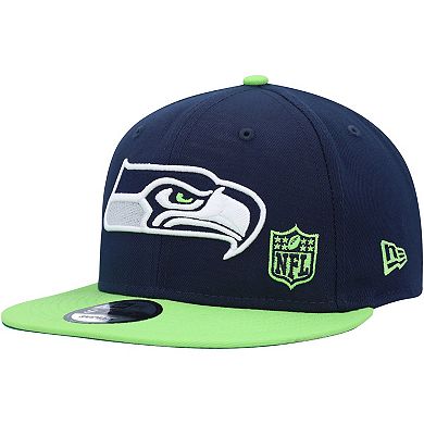 Men's New Era College Navy/Neon Green Seattle Seahawks Flawless 9FIFTY Snapback Hat